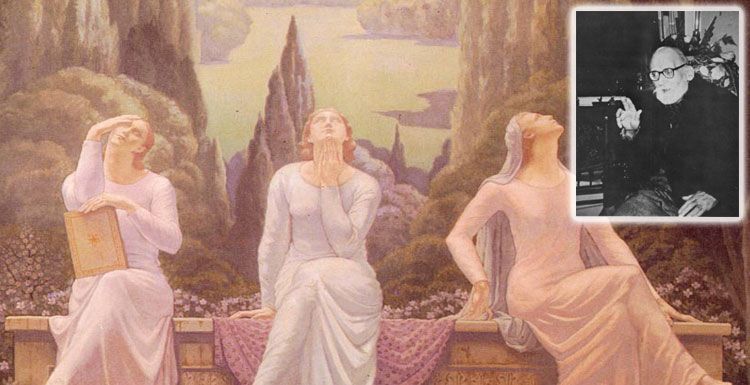 (Imagens: Foto de Émile Dantine e Pintura de Jean Delville, "Escola do Silêncio")