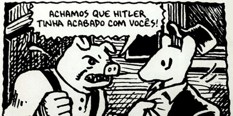 Pormenor do livro "Maus", de Art Spiegelman